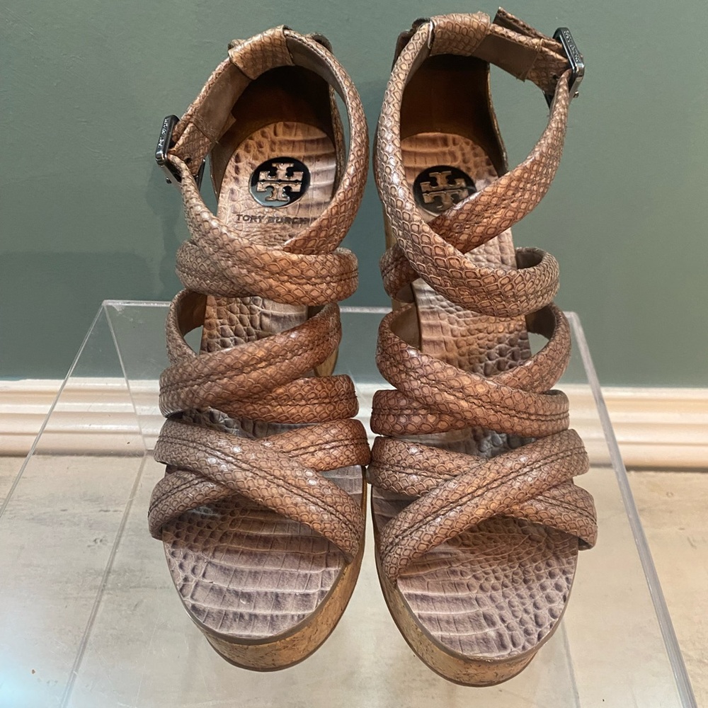 Tory Burch, Leather Python, Embossed, Wedge Heels… - image 1